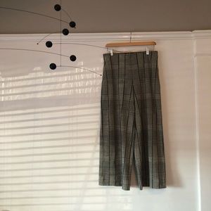 Super Chic Herringbone Plaid Wide Leg Trouser